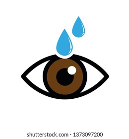brown eye with eye drops icon isolated on white background vector illustration EPS10