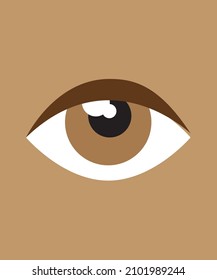 Brown eye, brown skin on background of brown color