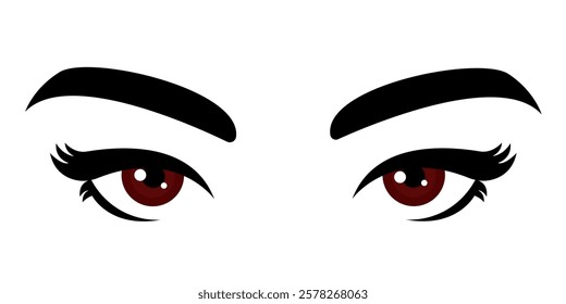 brown eye vector, female eye, isolated on white