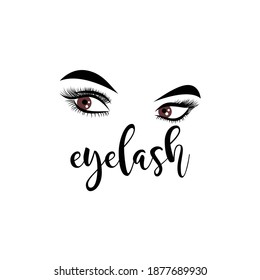 brown eyeball with lash extensions logo for salon beauty fashion design vector illustration icon graphic isolated