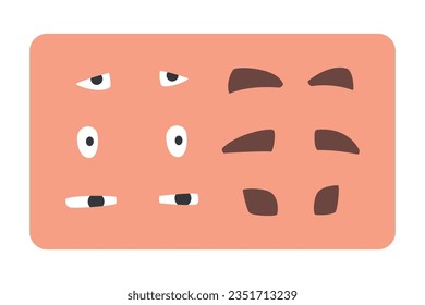 Brown Eyebrows and Eyes as Part of Human Face Vector Set
