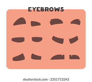 Brown Eyebrows as Part of Human Face Vector Set