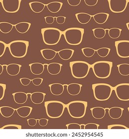 brown eyeglasses seamless pattern vector illustration