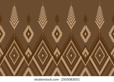 Brown fabric Mexican style. Geometric ethnic seamless pattern in tribal. Aztec ornament print. Design for background, illustration, fabric, clothing, carpet, textile, batik, embroidery.