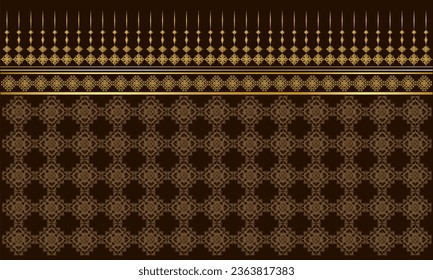 Brown fabric seamless pattern with ethnic, ethnic vector illustration in Asian textiles.