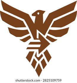 Brown Falcon Hawk Bird Crest and Aviation Logo Vector