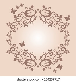 brown or fallow beautiful illustration of floral ornament for your design 