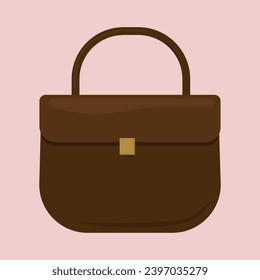 Brown fashionable women handbag. Vector illustration