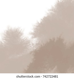 Brown fawn watercolor pattern with overlapping areas and fringed border on white background, vector illustration