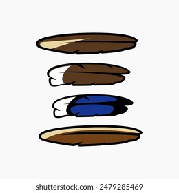 brown feather vector design template . feather pack vector drawing . coloful feather . blue feather icon
