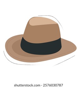 Brown fedora hat. 
Flat Style Fedora Hat