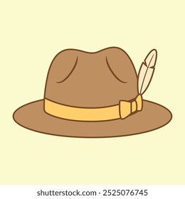 Brown fedora hat icon illustration