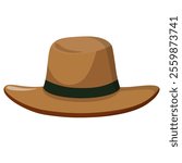 Brown fedora hat vector illustration, brown fedora hat clipart, isolated on white background