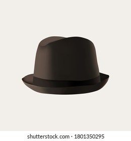 
Brown Fedora Hat. Vector Illustration.