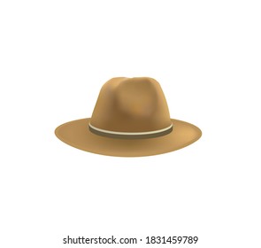 Brown Fedora Hat. Vector Illustration