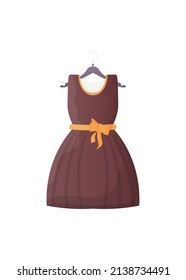 Brown female dress isolated on white background. Cartoon style. Vector.