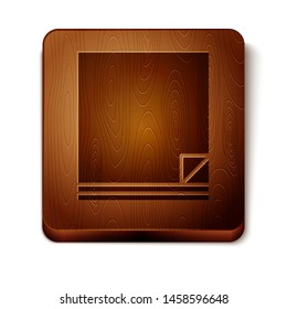 Brown File document icon isolated on white background. Checklist icon. Business concept. Wooden square button. Vector Illustration