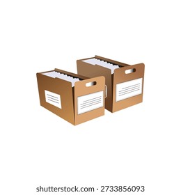 Brown File Storage Boxes with Hanging Folders for Document Organization