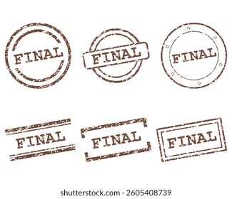 Brown final stamps on white