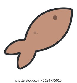 Brown fish cartoon. Vector illustration