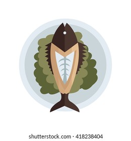 brown fish salad vector food