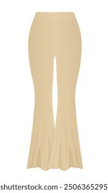 Brown flared loose pants. vector