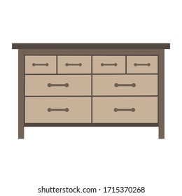 Brown flat bedside table. Vector image, eps 10  version