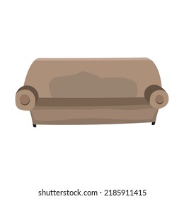 Brown flat cartoon style comfortable armchair. The interior of the living room, family room or office. Isolated on a white background.