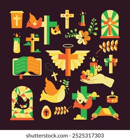 Brown Flat Design All Saints Day Asset Illustration