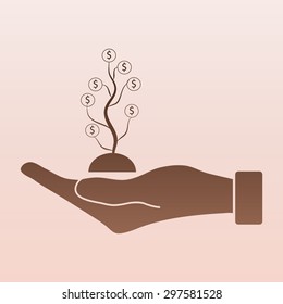 Brown flat of the hand icon