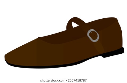 Brown flat heel shoe. vector illustration