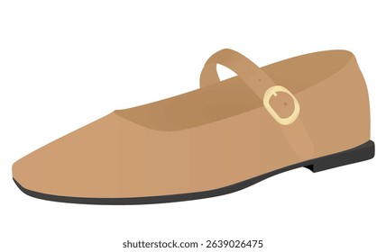 Brown flat heel shoe. vector illustration	