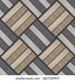 Suelo marrón con textura de madera. Geometría. Patrón sin foco. Ilustración vectorial para diseño web o impresión.