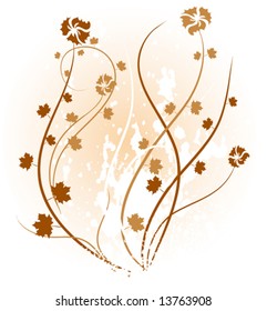 brown floral backdrop. Vector illustration.