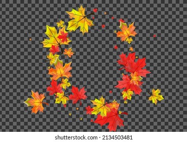 Brown Floral Background Transparent Vector. Leaf October Card. Yellow Beautiful Leaves. September Plant Template.