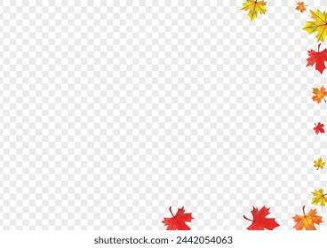 Brown Floral Background Transparent Vector. Leaf Nature Frame. Green Seasonal Plant. November Foliage Texture.