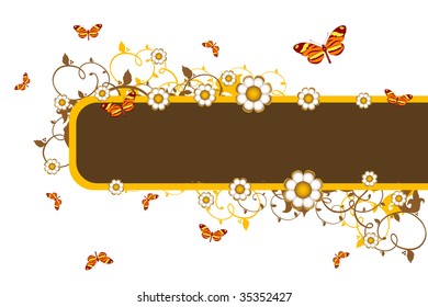 Bandera floral marrón