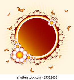 Brown floral banner