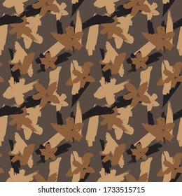 Brown Floral brush strokes seamless pattern background for fashion prints, graphics, backgrounds and crafts