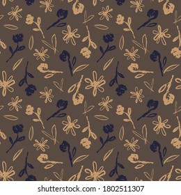 Brown Floral brush strokes seamless pattern background for fashion prints, graphics, backgrounds and crafts