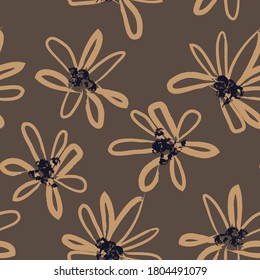 Brown Floral brush strokes seamless pattern background for fashion prints, graphics, backgrounds and crafts