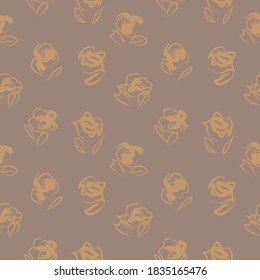 Brown Floral brush strokes seamless pattern background for fashion prints, graphics, backgrounds and crafts