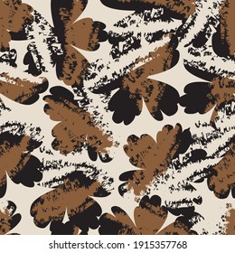Brown Floral brush strokes seamless pattern background for fashion prints, graphics, backgrounds and crafts