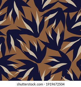 Brown Floral brush strokes seamless pattern background for fashion prints, graphics, backgrounds and crafts