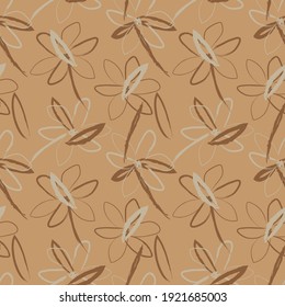 Brown Floral brush strokes seamless pattern background for fashion prints, graphics, backgrounds and crafts