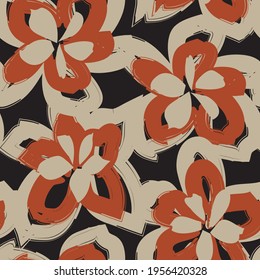Brown Floral brush strokes seamless pattern background for fashion prints, graphics, backgrounds and crafts