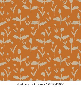 Brown Floral brush strokes seamless pattern background for fashion prints, graphics, backgrounds and crafts