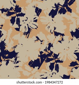 Brown Floral brush strokes seamless pattern background for fashion prints, graphics, backgrounds and crafts