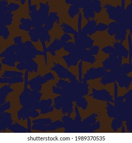 Brown Floral brush strokes seamless pattern background for fashion prints, graphics, backgrounds and crafts