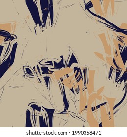 Brown Floral brush strokes seamless pattern background for fashion prints, graphics, backgrounds and crafts